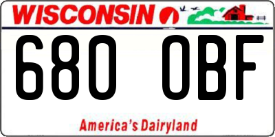 WI license plate 680OBF
