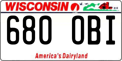 WI license plate 680OBI