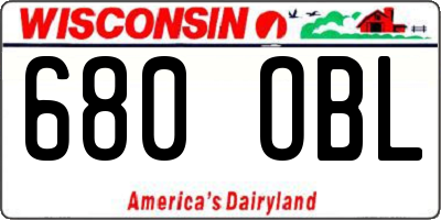 WI license plate 680OBL