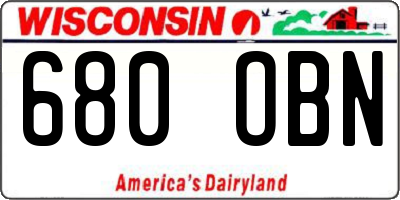 WI license plate 680OBN