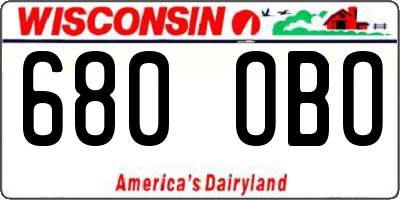 WI license plate 680OBO