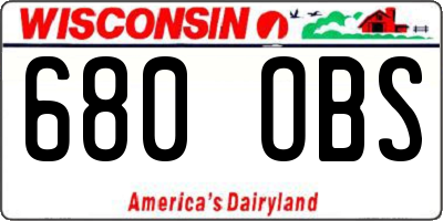 WI license plate 680OBS