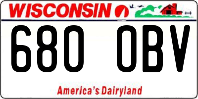 WI license plate 680OBV