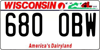 WI license plate 680OBW
