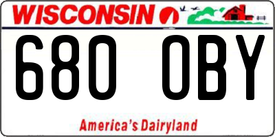 WI license plate 680OBY