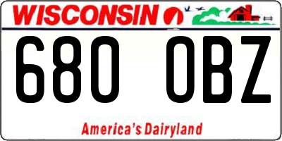 WI license plate 680OBZ