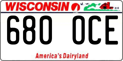 WI license plate 680OCE
