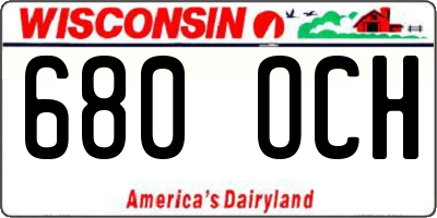 WI license plate 680OCH