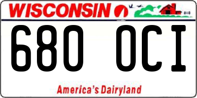 WI license plate 680OCI
