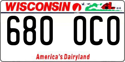 WI license plate 680OCO