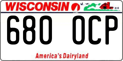 WI license plate 680OCP