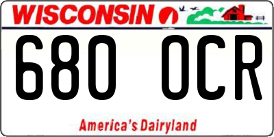 WI license plate 680OCR