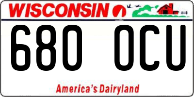 WI license plate 680OCU