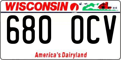 WI license plate 680OCV