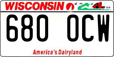 WI license plate 680OCW