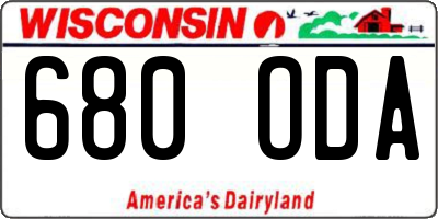 WI license plate 680ODA