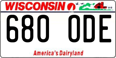 WI license plate 680ODE