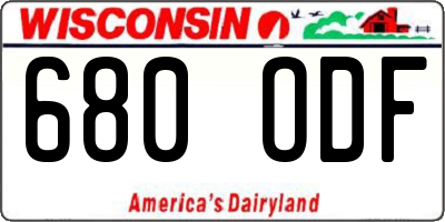 WI license plate 680ODF