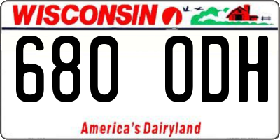 WI license plate 680ODH