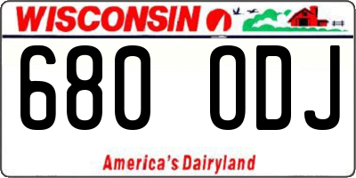 WI license plate 680ODJ