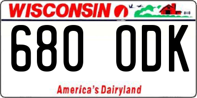WI license plate 680ODK