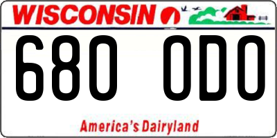 WI license plate 680ODO