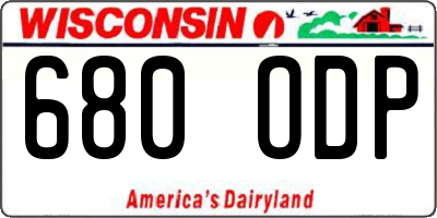 WI license plate 680ODP