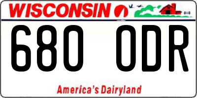 WI license plate 680ODR