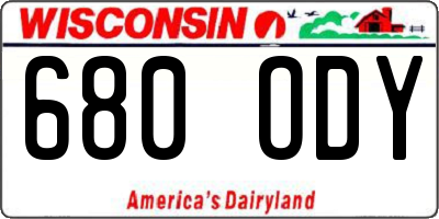 WI license plate 680ODY