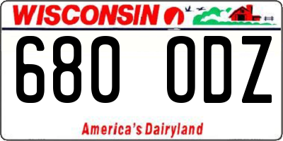 WI license plate 680ODZ