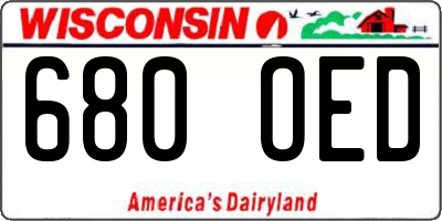 WI license plate 680OED