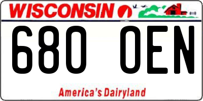 WI license plate 680OEN