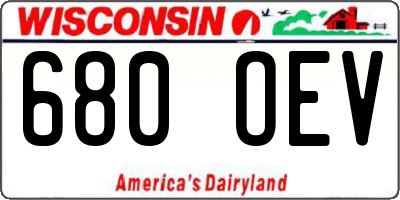 WI license plate 680OEV
