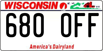 WI license plate 680OFF