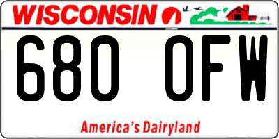 WI license plate 680OFW