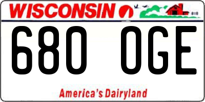 WI license plate 680OGE