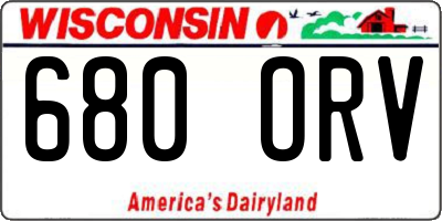 WI license plate 680ORV
