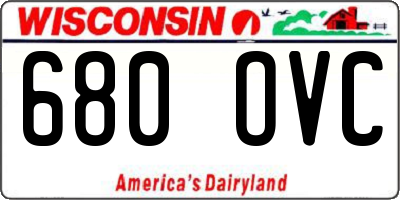 WI license plate 680OVC