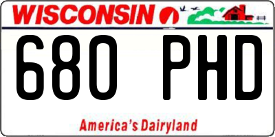 WI license plate 680PHD