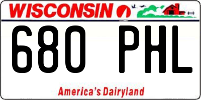 WI license plate 680PHL