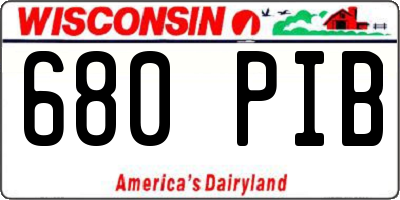 WI license plate 680PIB