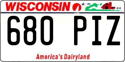 WI license plate 680PIZ
