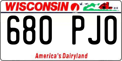 WI license plate 680PJO