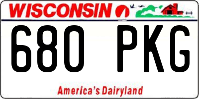 WI license plate 680PKG