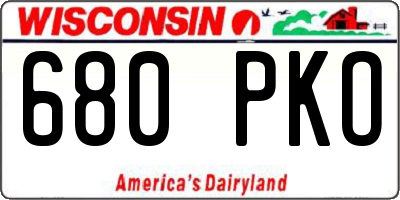 WI license plate 680PKO
