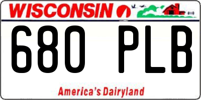 WI license plate 680PLB