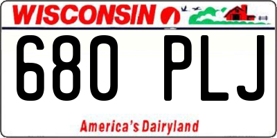 WI license plate 680PLJ