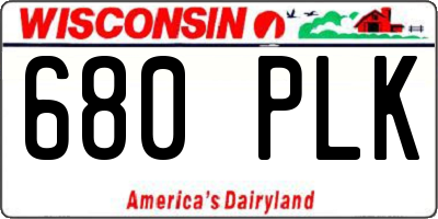 WI license plate 680PLK