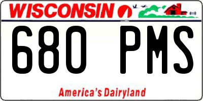 WI license plate 680PMS