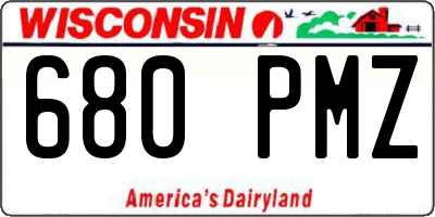 WI license plate 680PMZ